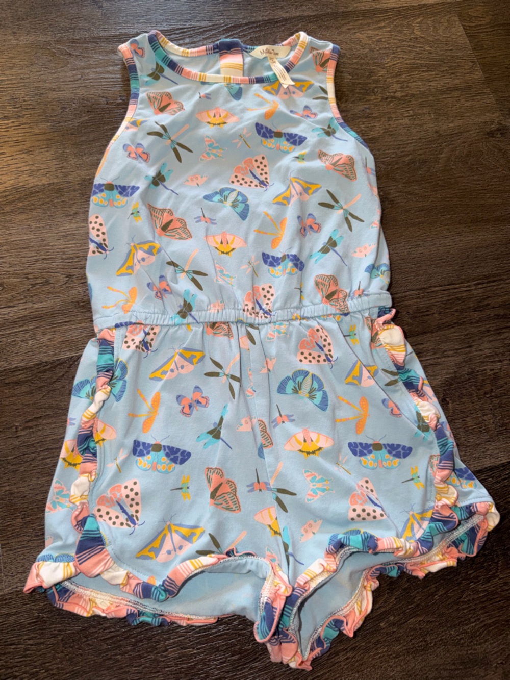 Matilda Jane Girls Romper sz 8 
Summer Shorts Tank Sunsuit Butterfly Stripe Blue